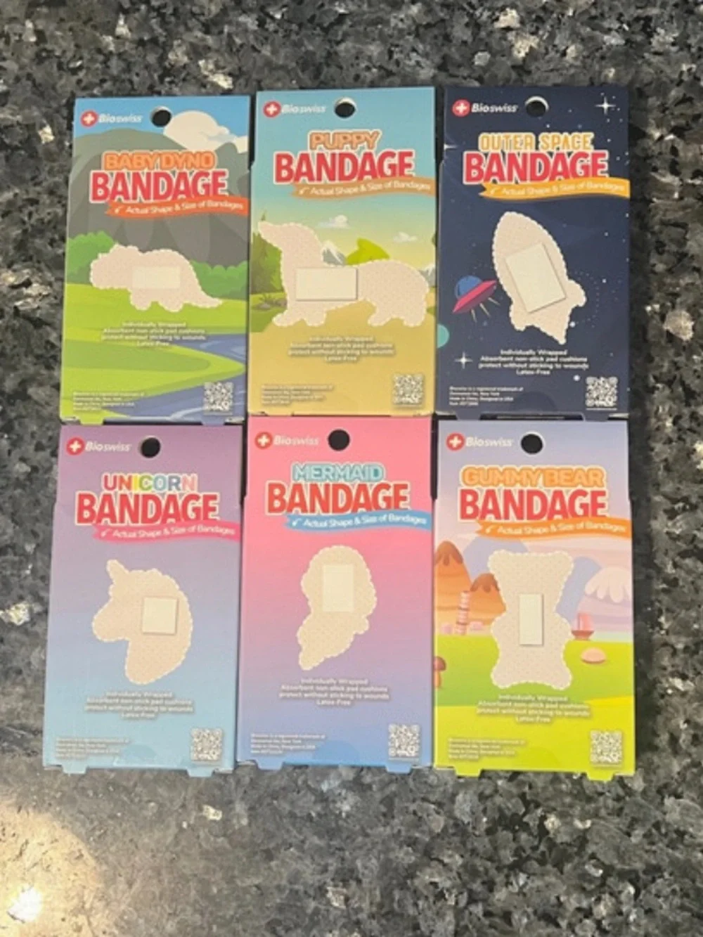 6 Packages Fun Bandaids Bandages for Kids Bioswiss Animated Characters